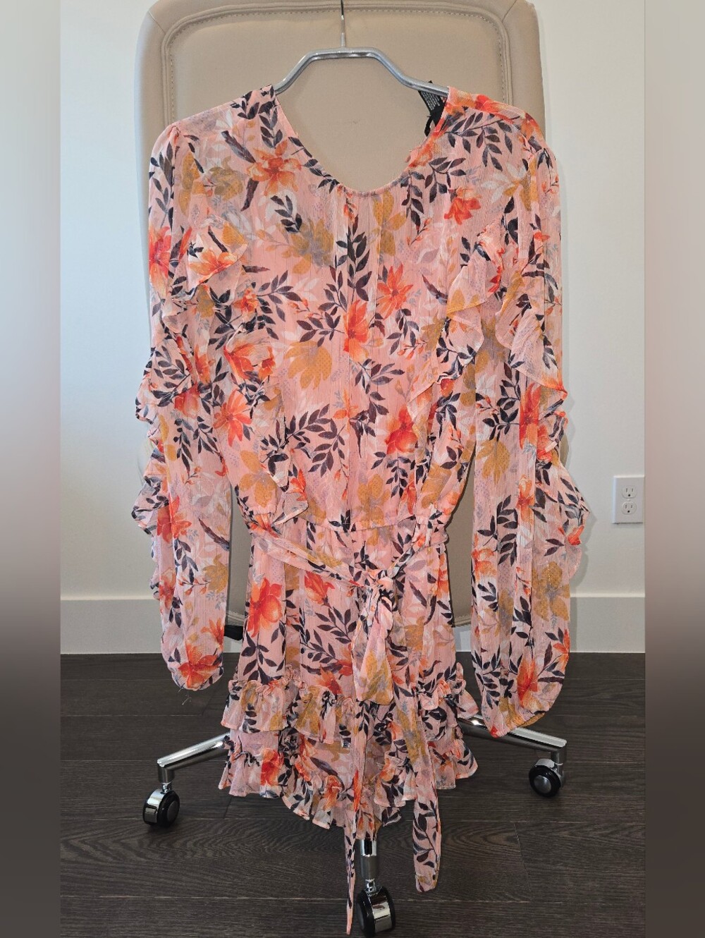 AQUA Floral Chiffon Ruffle Romper – Lightweight & Feminine